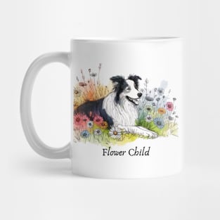 Flower Child - Border Collie Mug